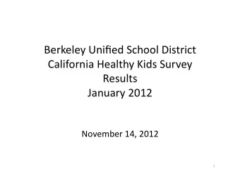 BerkeleyUnifiedSchoolDistrict  CaliforniaHealthyKidsSurvey  Results