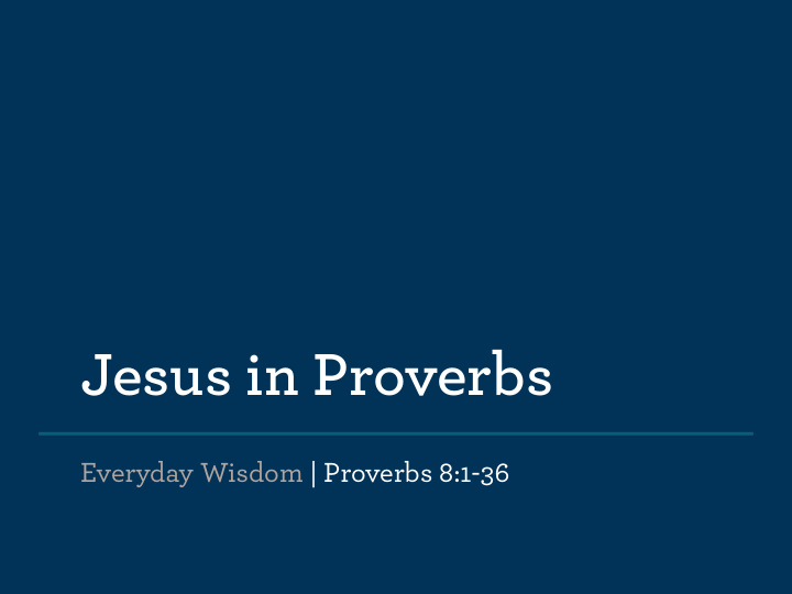 jesus in proverbs