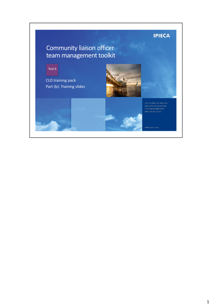 community liaison officer team management toolkit