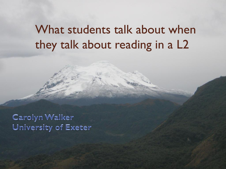 they talk about reading in a l2