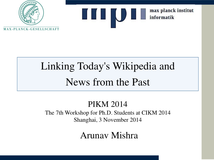 linking today s wikipedia and news from the past