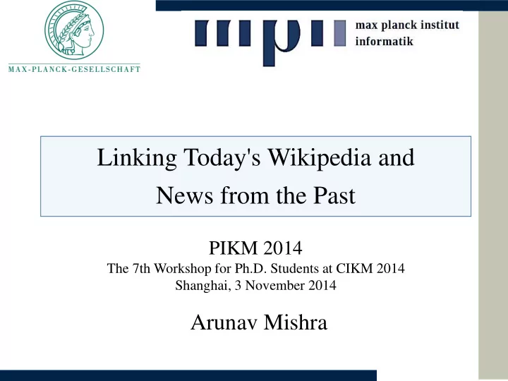 linking today s wikipedia and news from the past