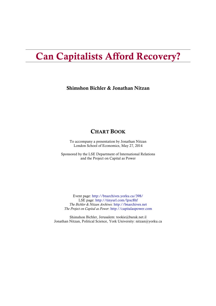 can capitalists afford recovery