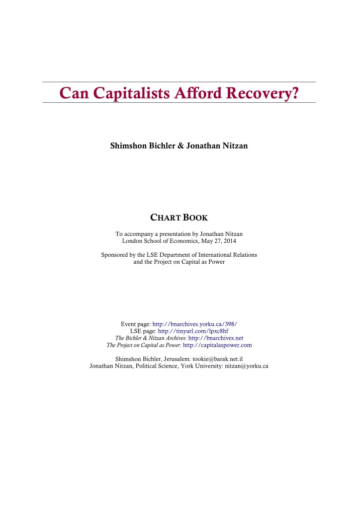 can capitalists afford recovery