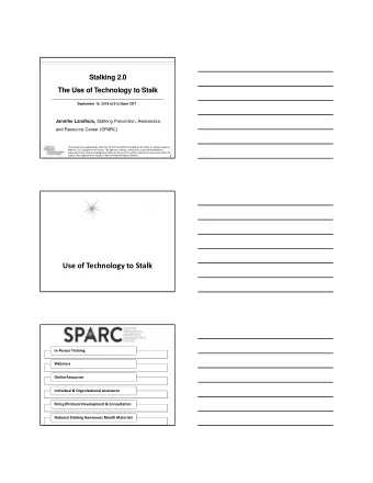 Use of Technology to Stalk In  Person Training  Webinars Online Resources Individual &amp;