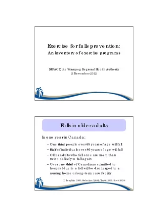 E  xe rc ise  fo r fa lls pre ve ntio n:  An inve nto ry o f e xe rc ise  pro g ra ms  I  MPACT  ,