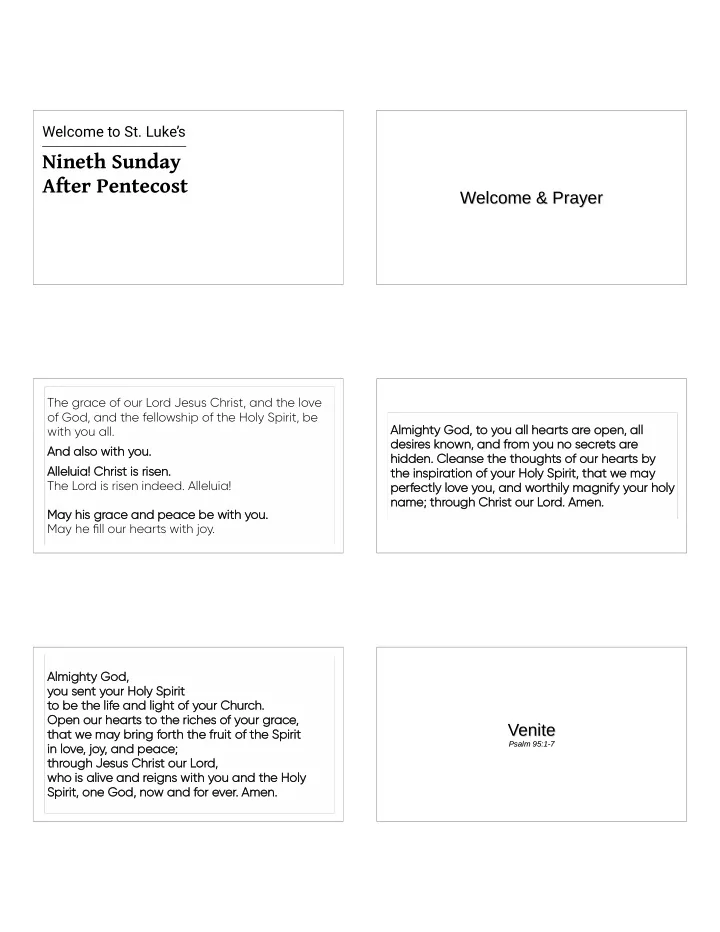nineth sunday after pentecost