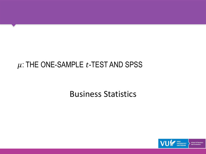 business statistics contents the one sample test for
