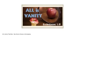 All is Vanity Title Slide - New Sermon Series on Ecclesiastes  Vanity Fair  John Bunyans