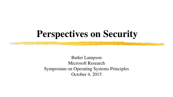 perspectives on security