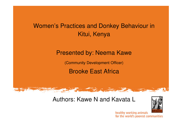 women s practices and donkey behaviour in kitui kenya