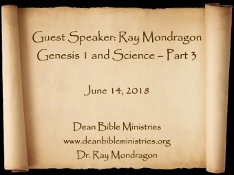 Dean Bible Ministries  www.deanbibleministries.org  Dr. Ray Mondragon Part 3  INTE  TE  RPRE  TING