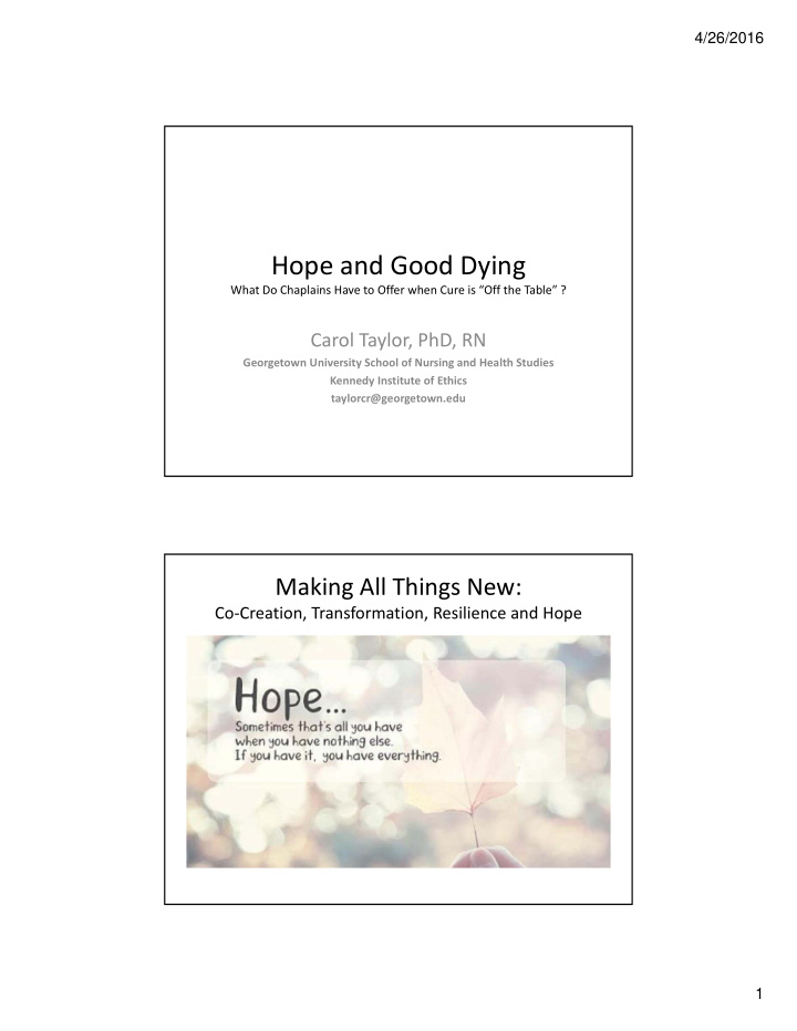 hope and good dying