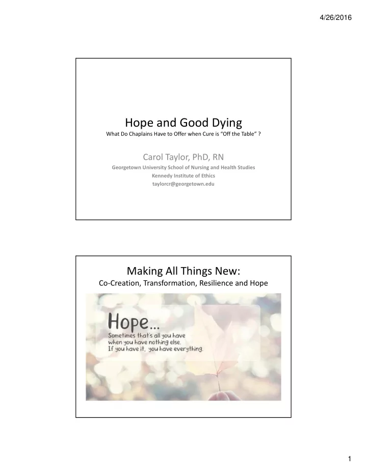 hope and good dying