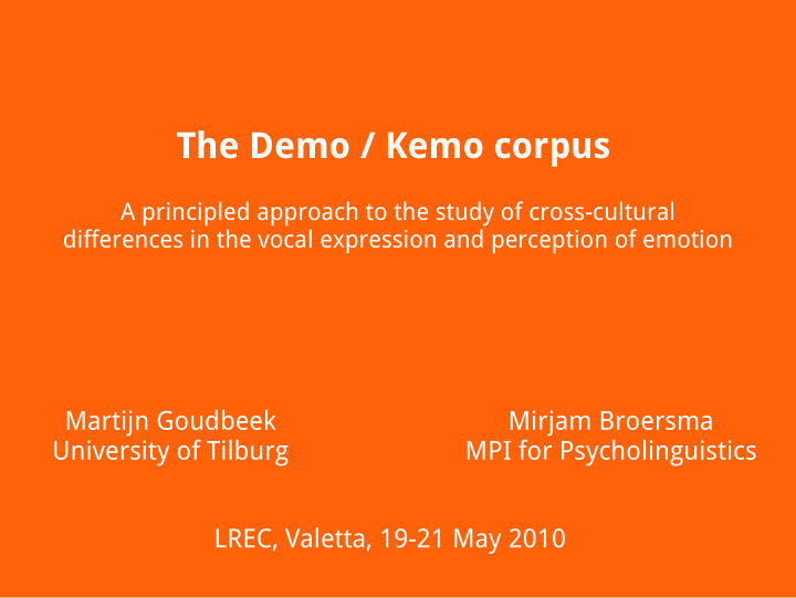 the demo kemo corpus