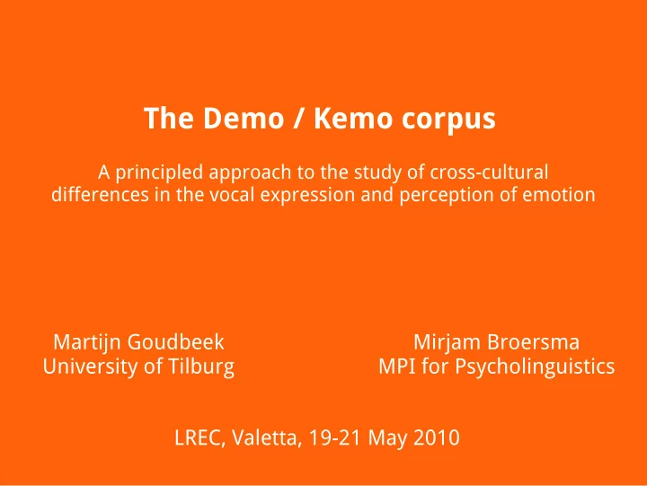 the demo kemo corpus