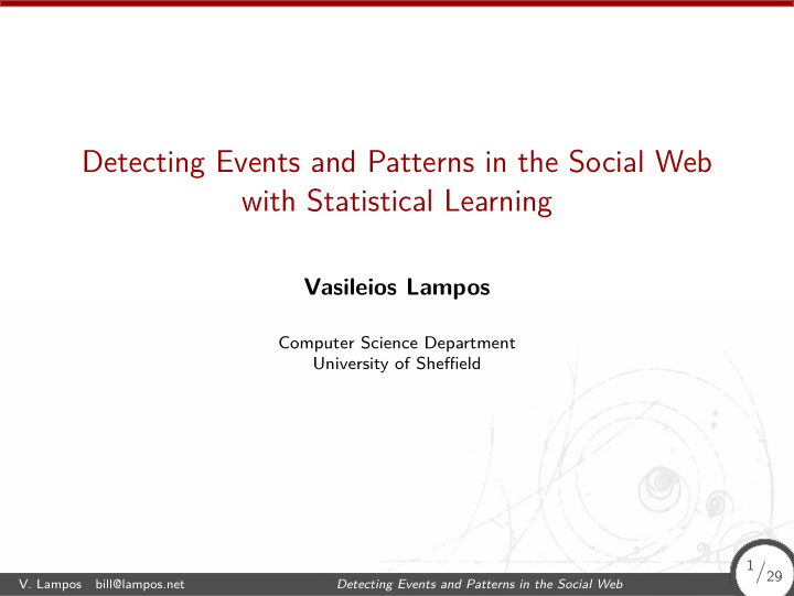 detecting events and patterns in the social web with