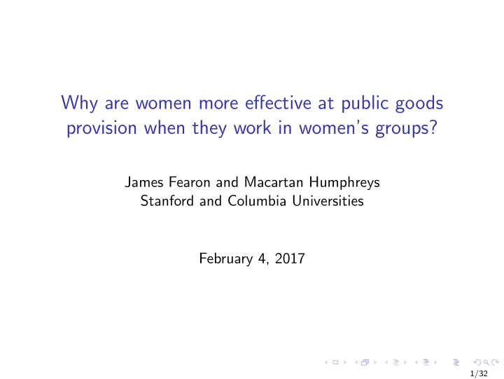 why are women more effective at public goods provision