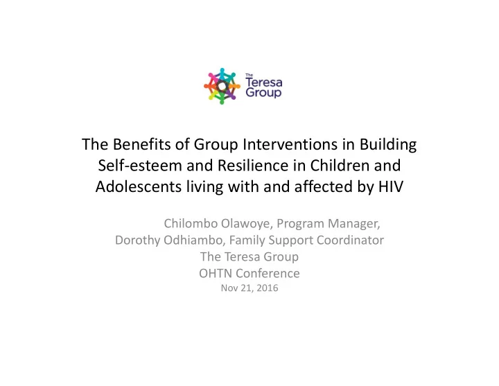 the benefits of group interventions in building self