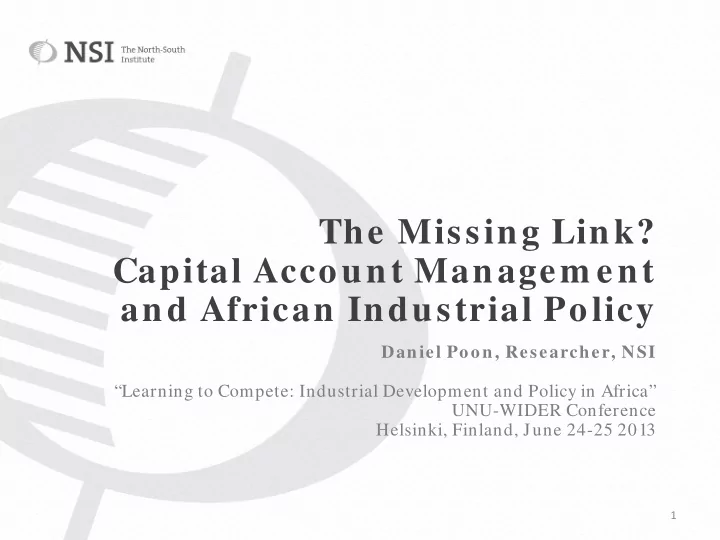 the missing link capital account managem ent and african