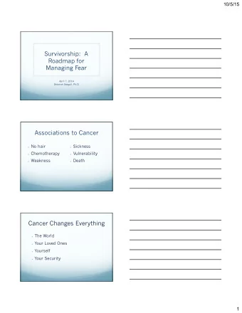 Associations to Cancer  No hair  Sickness  Chemotherapy  Vulnerability  Weakness