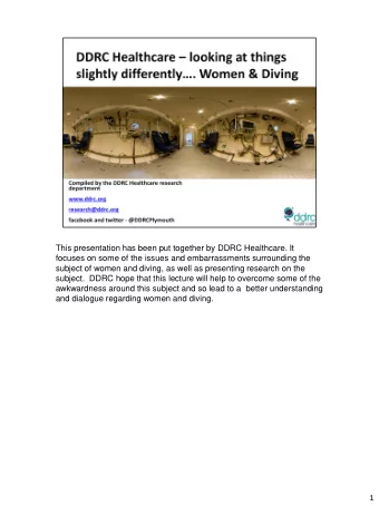 This presentation has been put together by DDRC Healthcare. It  focuses on some of the issues and