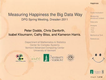 Measuring Happiness the Big Data Way  Measuring  emotional content  DPG Spring Meeting, Dresden