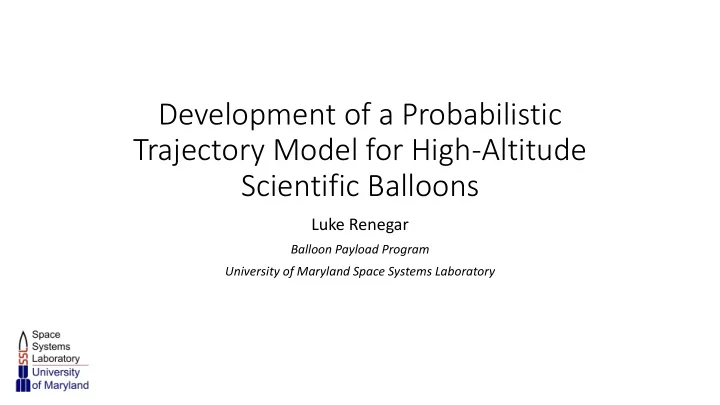 development of a probabilistic trajectory model for high