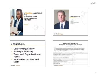 Confronting Reality  Strategic Thinking  Team and Organizational  Focus  Productive