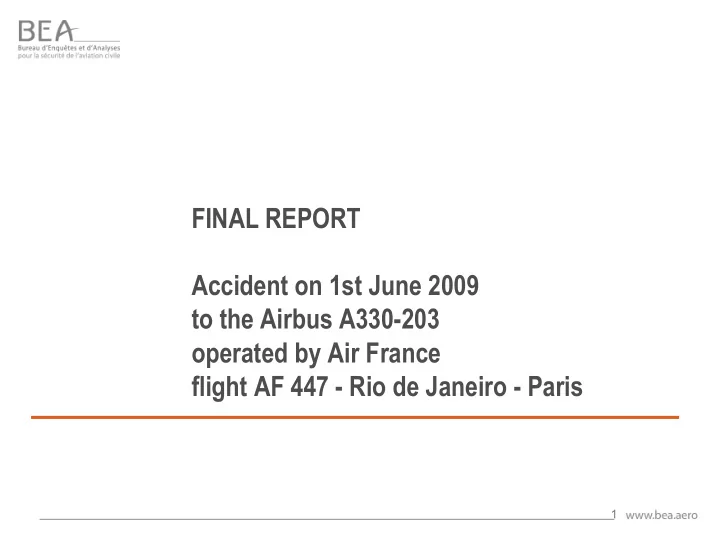 final report accident on 1st june 2009 to the airbus a330