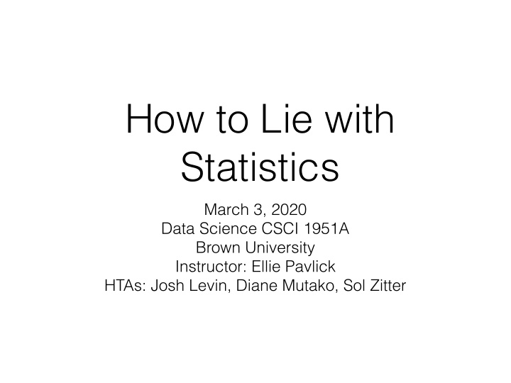 how to lie with statistics