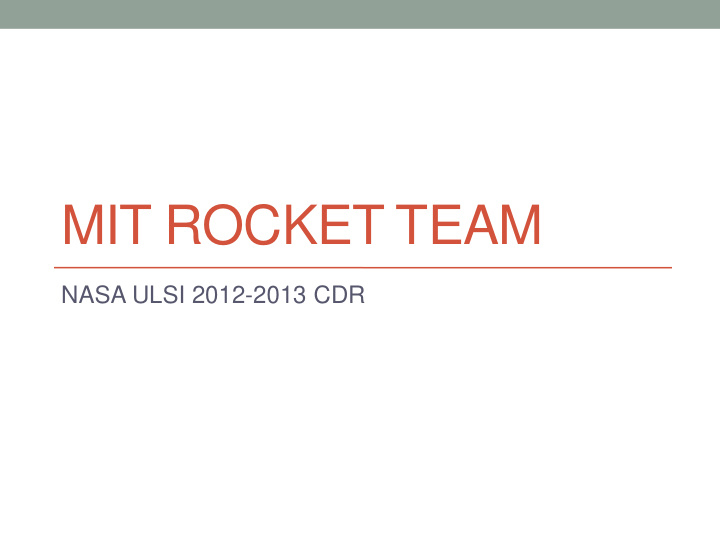 mit rocket team