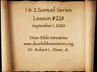 1 &amp; 2 Samuel Series  Lesson #228  September 1, 2020  Dean Bible Ministries
