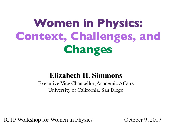 women in physics context challenges and changes