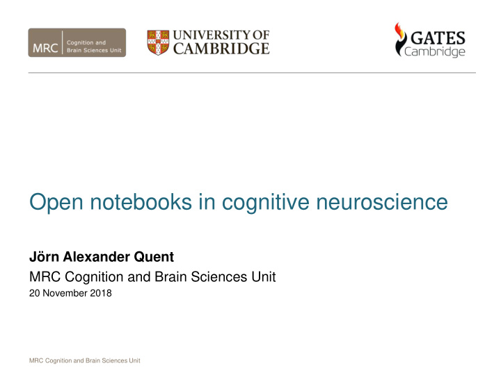 open notebooks in cognitive neuroscience