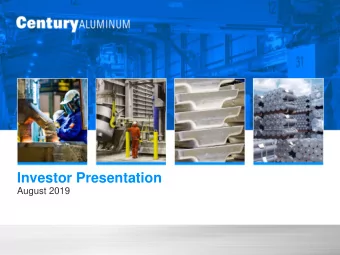 Investor Presentation  August 2019    Cautionary Statement    This press release and