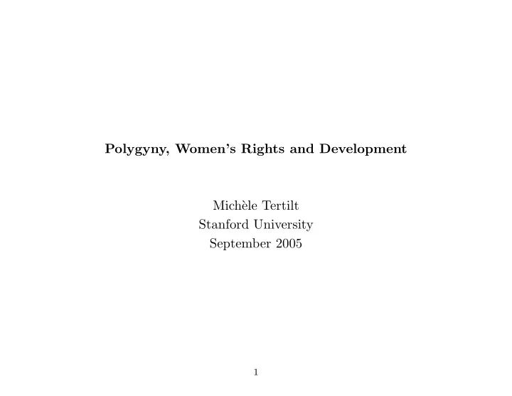 polygyny women s rights and development mich ele tertilt