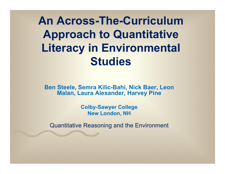 an across the curriculum approach to quantitative