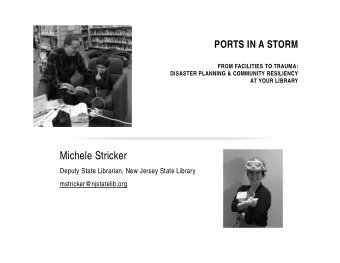 Michele Stricker  Deputy State Librarian, New Jersey State Library  mstricker@njstatelib.org