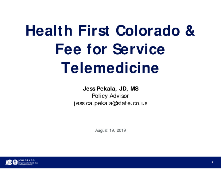 health first colorado fee for service telemedicine