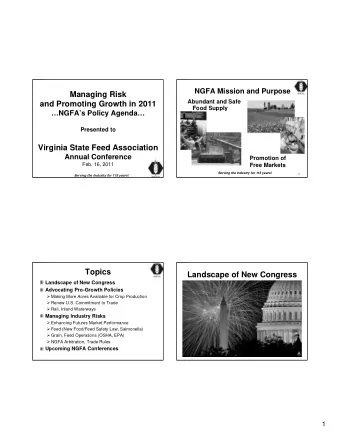 Managing Risk  Abundant and Safe  and Promoting Growth in 2011  Food Supply  NGFAs Policy