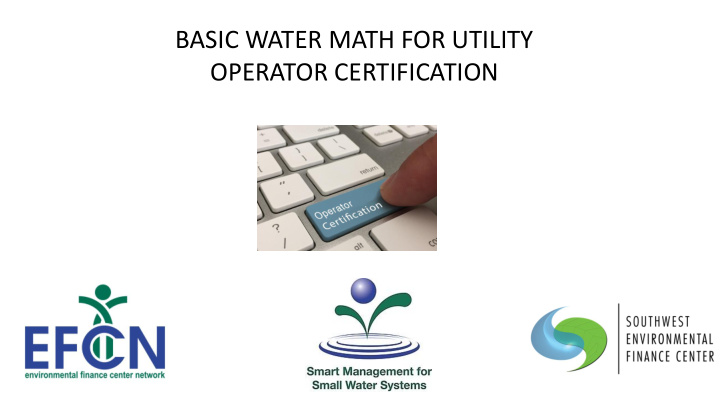 basic water math for utility operator certification