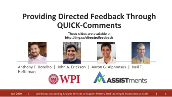 These slides are available at  http://tiny.cc/directedfeedback  Overview  Personalization