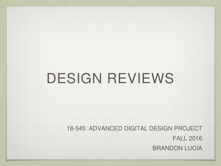 design reviews