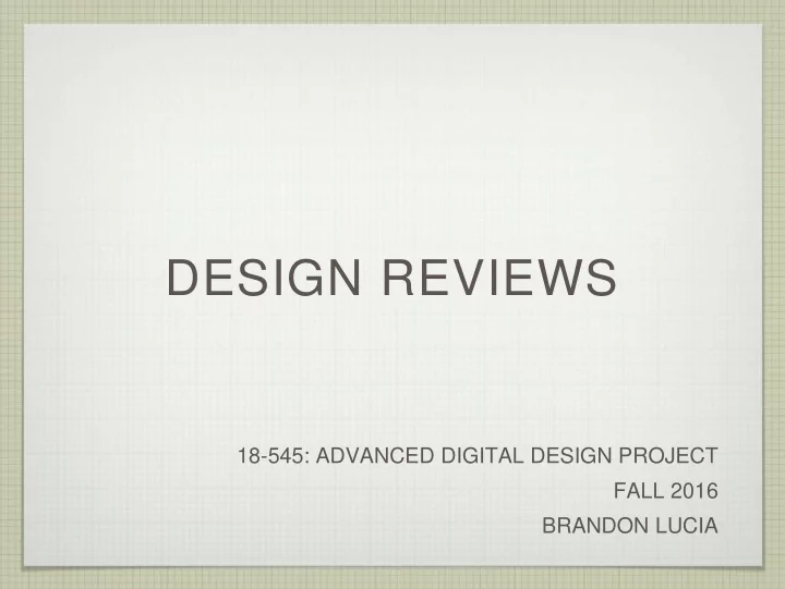 design reviews