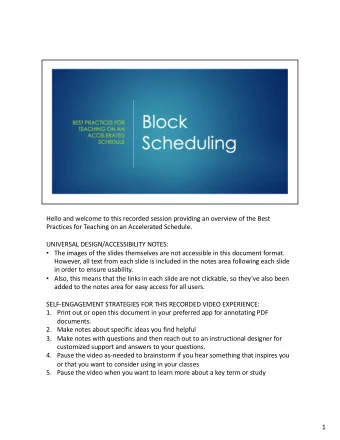 Hello and welcome to this recorded session providing an overview of the Best  Practices for