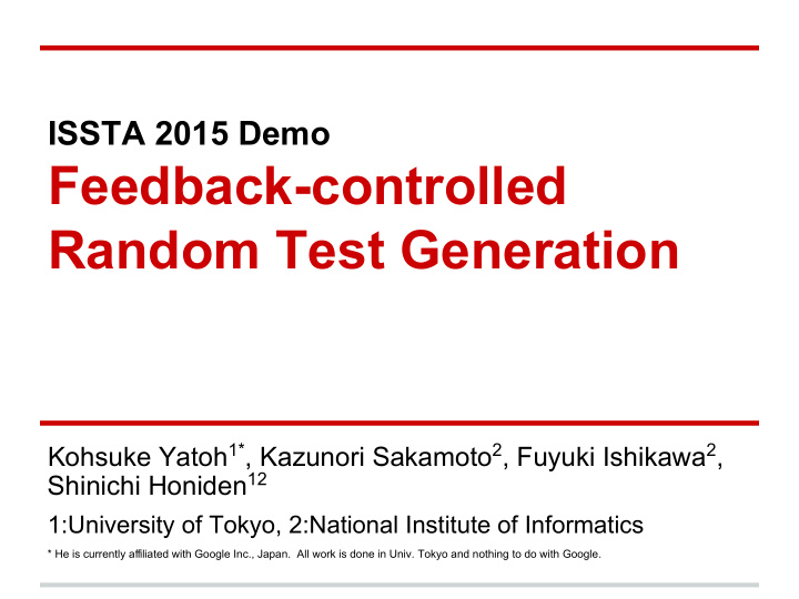 feedback controlled random test generation