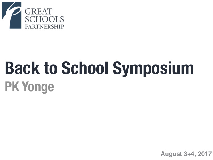 back to school symposium