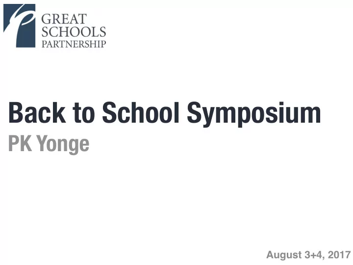back to school symposium