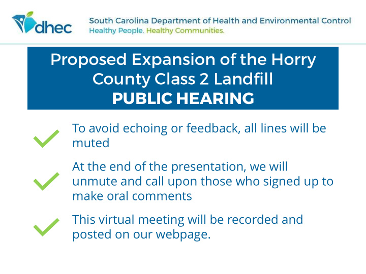 proposed expansion of the horry county class 2 landfill